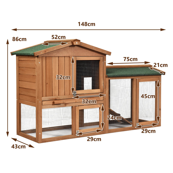 58 Inch Weatherproof Wooden Rabbit Hutch