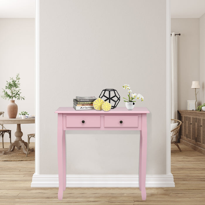 Removable Floating Organizer 2-Tier Mission Home Computer Vanity Desk-Pink