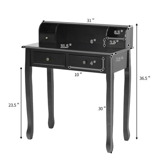 Removable Floating Organizer 2-Tier Mission Home Computer Vanity Desk-Black