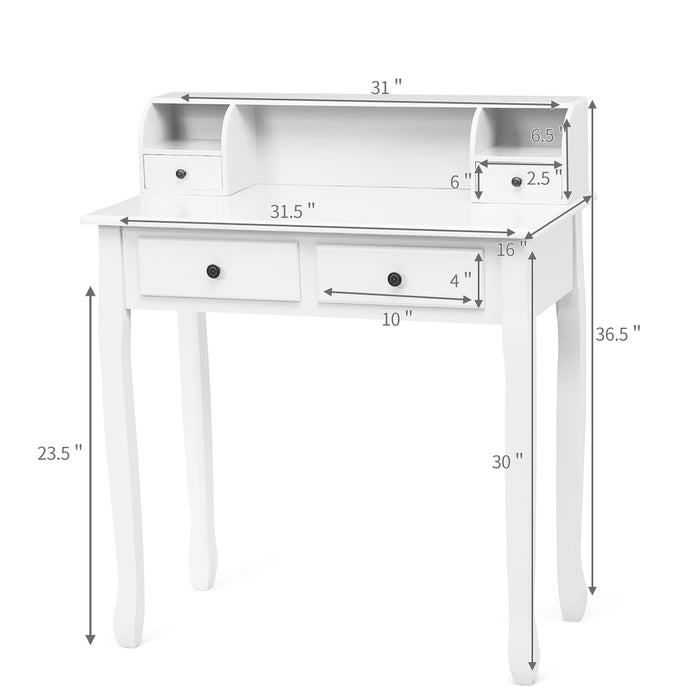 Removable Floating Organizer 2-Tier Mission Home Computer Vanity Desk-white