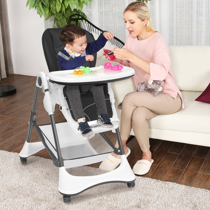 A-Shaped High Chair with 4 Lockable Wheels-Gray