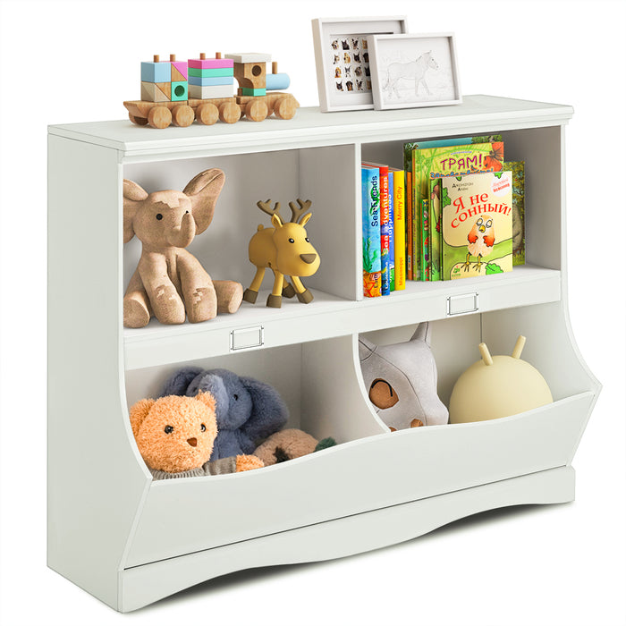 Kids Storage Unit Baby Toy Organizer Children Bookshelf Bookcase-White