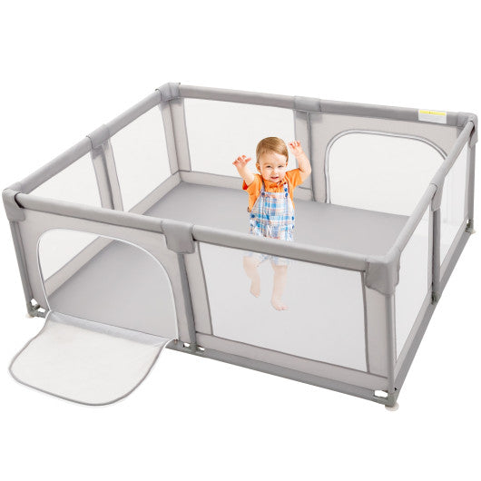 Baby Playpen Extra Large Kids Activity Center Safety Play-Gray