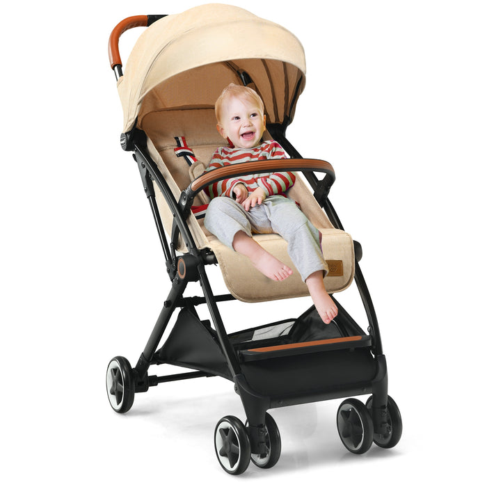 Lightweight Aluminium Frame Baby Stroller with Net-Beige