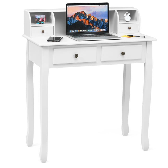 Removable Floating Organizer 2-Tier Mission Home Computer Vanity Desk-white