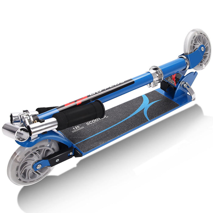 Folding Aluminum Kids Kick Scooter with LED Lights-Blue