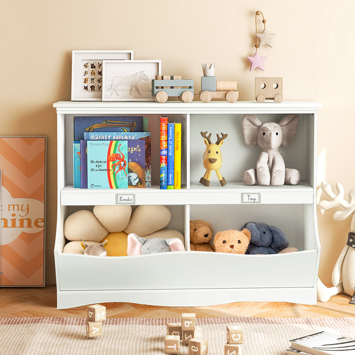 Kids Storage Unit Baby Toy Organizer Children Bookshelf Bookcase-White