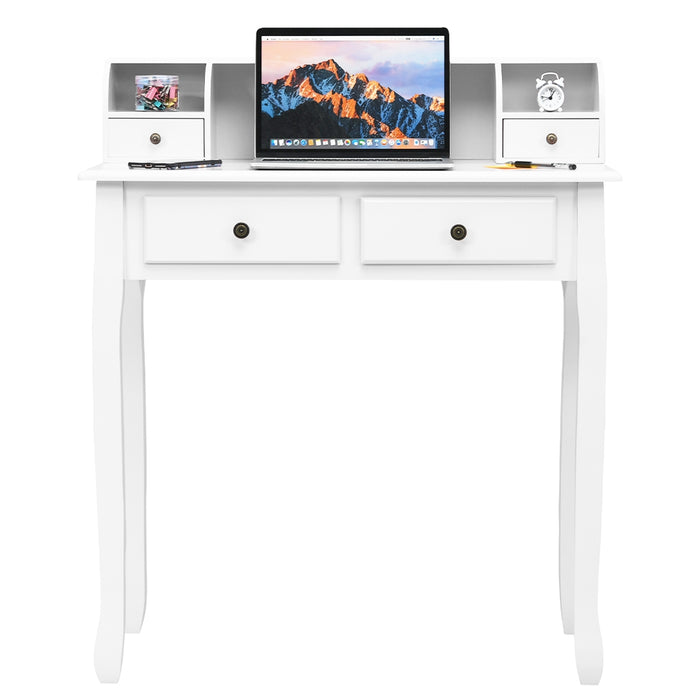 Removable Floating Organizer 2-Tier Mission Home Computer Vanity Desk-white