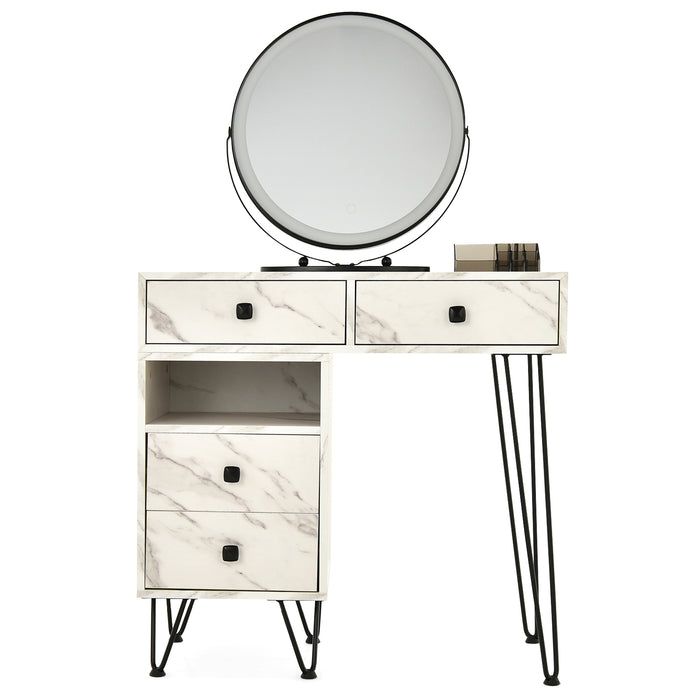 Modern Dressing Table with Storage Cabinet-White