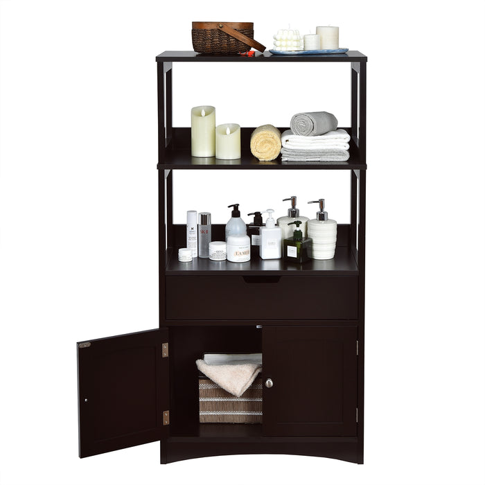 Bathroom Storage Cabinet with Drawer and Shelf Floor Cabinet-Espresso