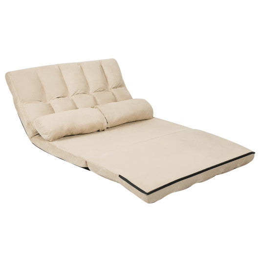 6-Position Foldable Floor Sofa Bed with Detachable Cloth Cover-Beige