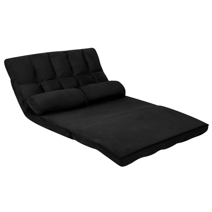 6-Position Foldable Floor Sofa Bed with Detachable Cloth Cover-Black