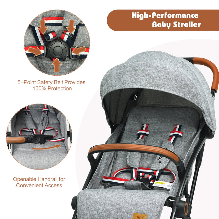 Lightweight Aluminium Frame Baby Stroller with Net-Gray