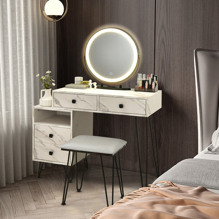 Modern Dressing Table with Storage Cabinet-White