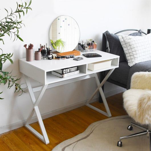 Modern Computer Desk Makeup Vanity Table with 2 Storage Compartments