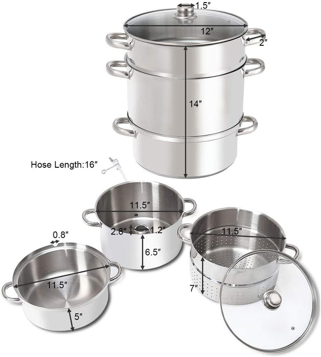 11-Quart Stainless Steel Fruit Juicer Steamer