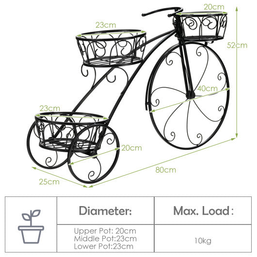 Tricycle Plant Stand Flower Pot Cart Holder in Parisian Style