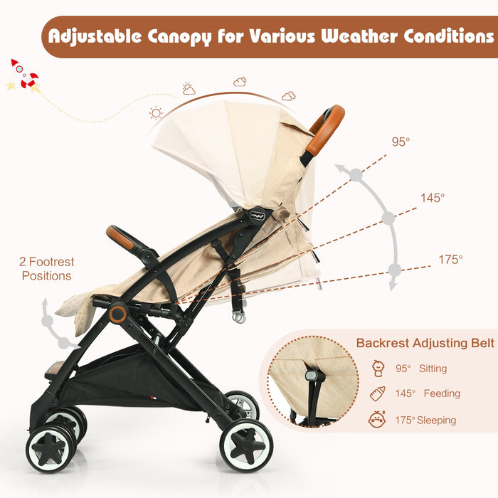 Lightweight Aluminium Frame Baby Stroller with Net-Beige