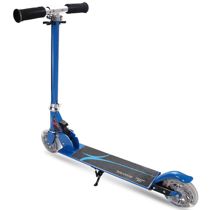 Folding Aluminum Kids Kick Scooter with LED Lights-Blue