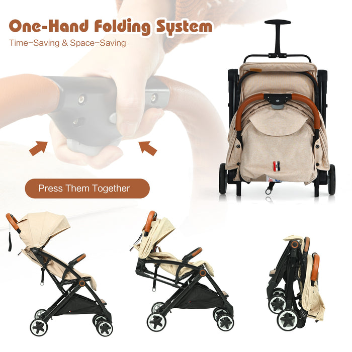 Lightweight Aluminium Frame Baby Stroller with Net-Beige