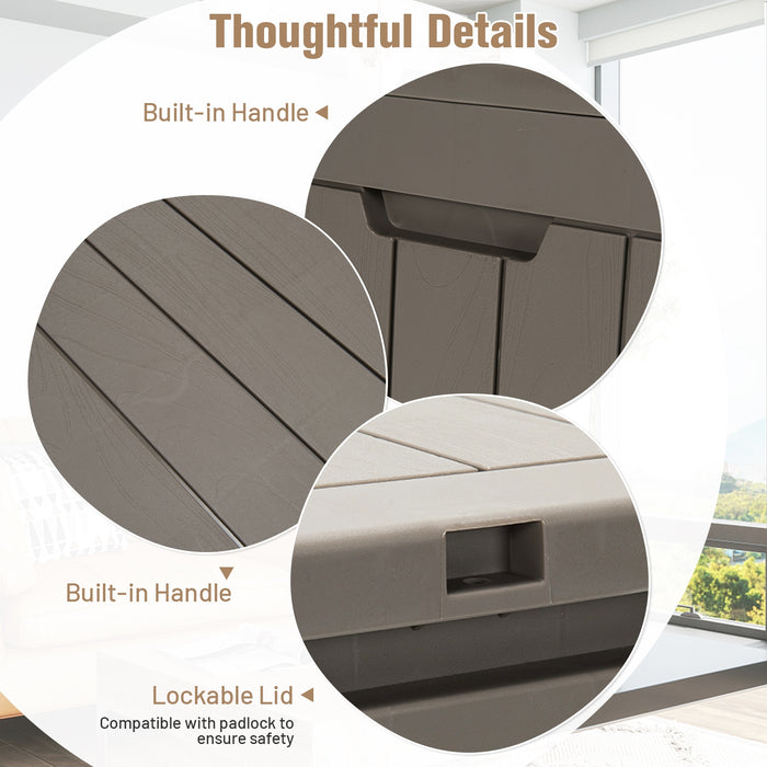 30 Gallon Deck Box Storage Container Seating Tools-Light Brown