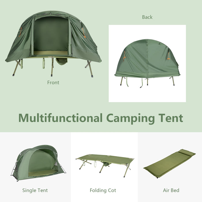 Cot Elevated Compact Tent Set with External Cover-Green