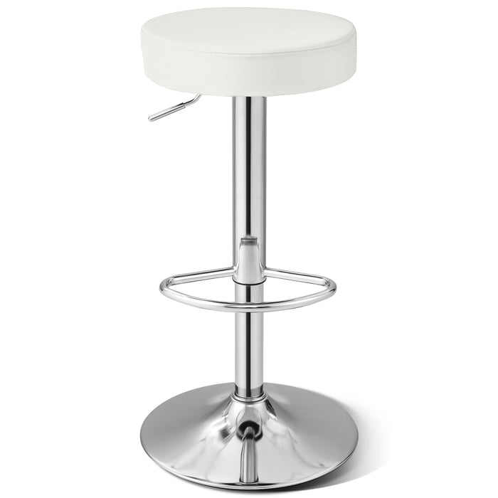 1 PC Round Bar Stool Adjustable Swivel Pub Chair-White