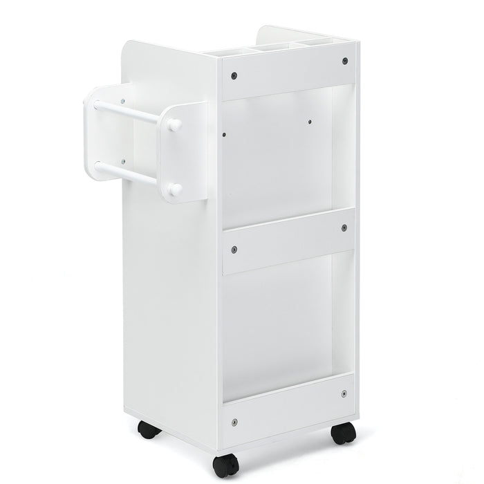 Wooden Utility Rolling Craft Storage Cart with Lockable Casters-White