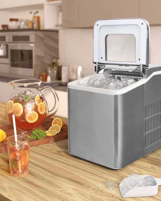 Portable Countertop Ice Maker Machine with Scoop-Silver