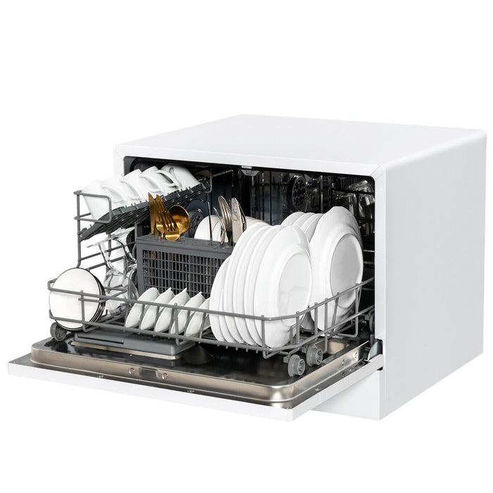 Compact Countertop Dishwasher with 6 Place Settings and 5 Washing Programs