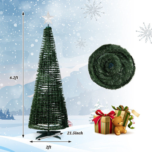 6.2 Feet Pop-up Lighted Christmas Tree with 282 RGB LED Lights-Green