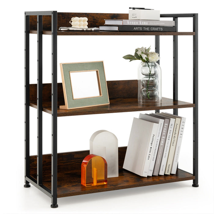 3/5-Tier Industrial Bookshelf Storage Shelf Display Rack with Adjustable Shelves-3-Tier