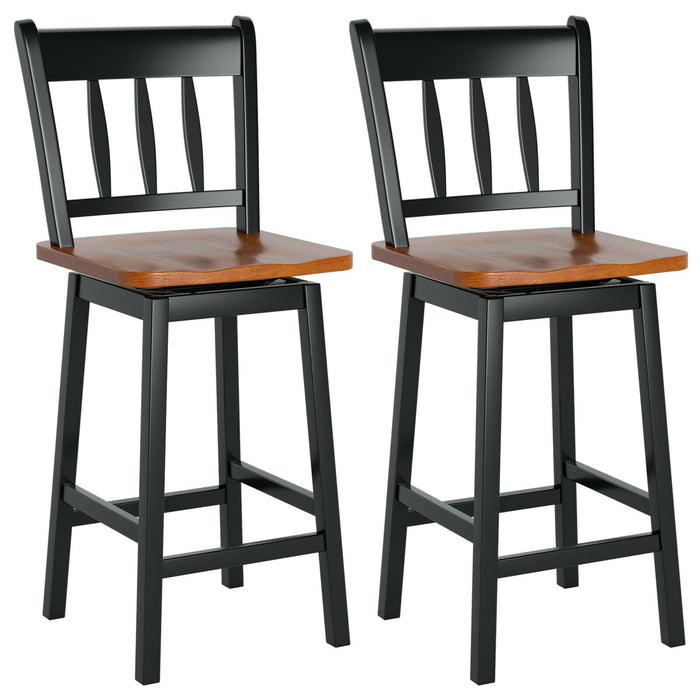 24.5 Inches Set of 2 Swivel Bar Stools with 360Â° Swiveling-Black