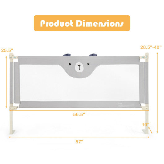 57 Inches Bed Rail for Toddlers with Double Lock-Gray