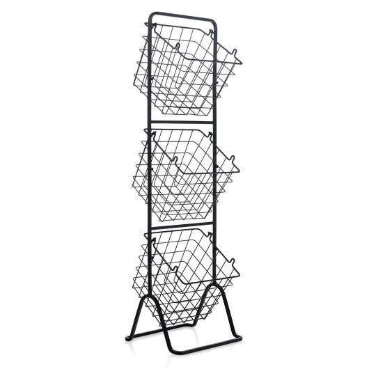 3-Tier Fruit Basket Stand with Adjustable Heights