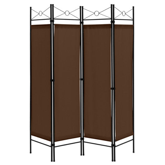 6 Feet 4-Panel Folding Freestanding Room Divider-Brown