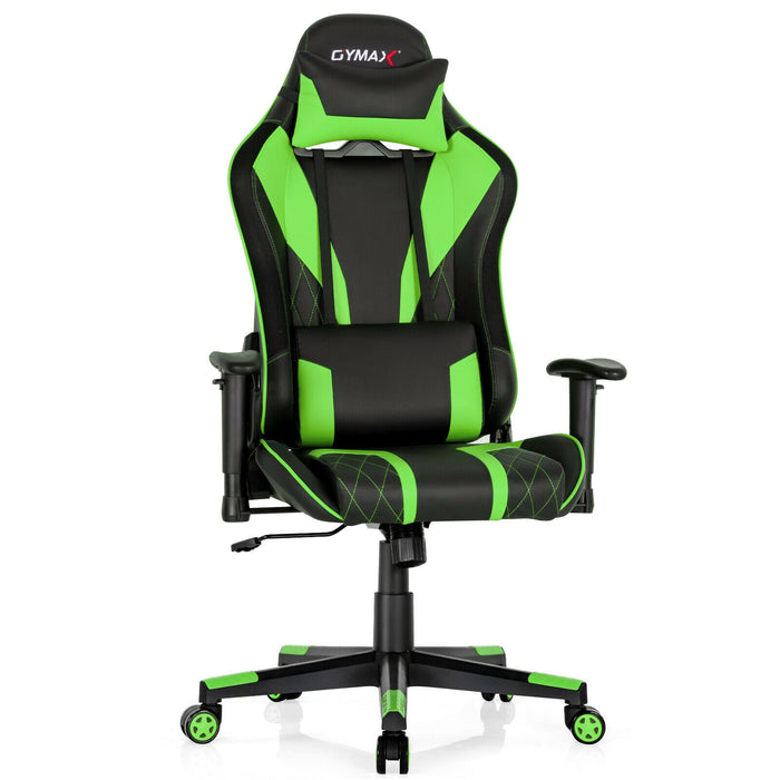 Gaming Chair Adjustable Swivel Computer Chair with Dynamic LED Lights-Green