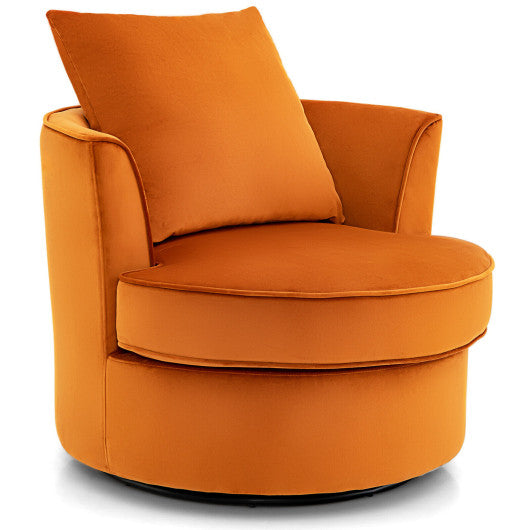 Modern 360Â° Swivel Barrel Chair with No Assembly Needed-Orange