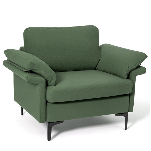 Modern Fabric Accent Armchair with Original Distributed Spring and Armrest Cushions-Army Green