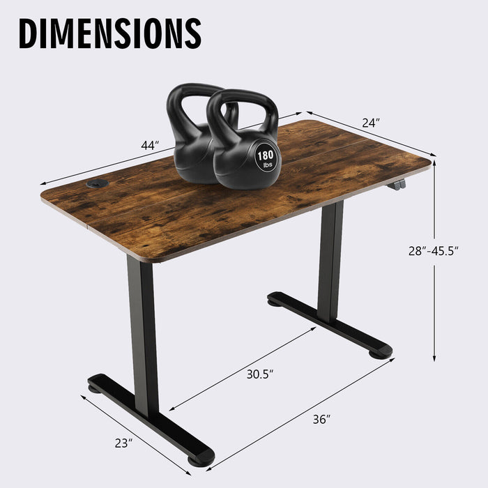 Electric Standing Desk Adjustable Stand up Computer Desk Anti-collision-Rustic Brown