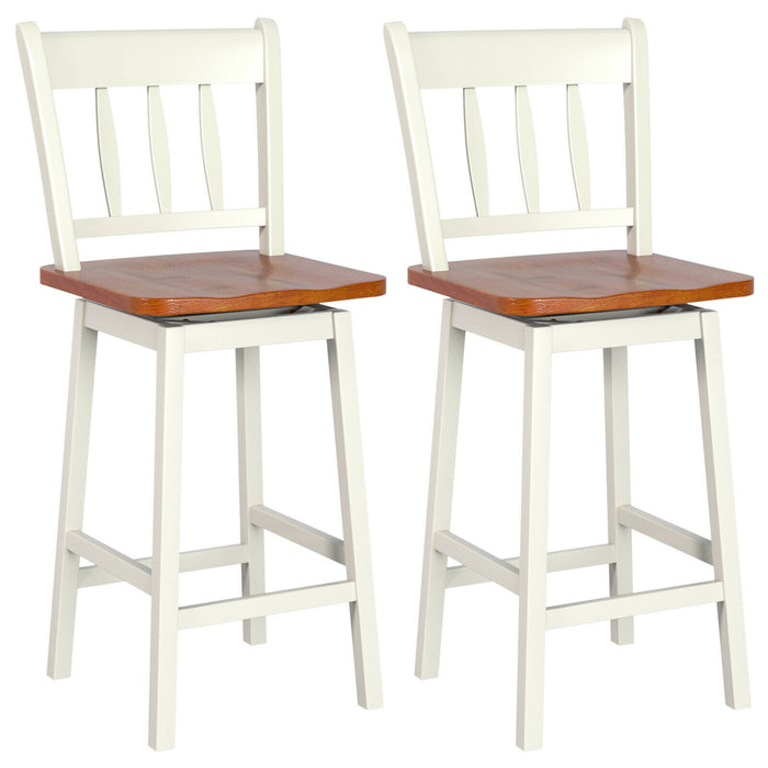 24.5 Inches Set of 2 Swivel Bar Stools with 360Â° Swiveling-White