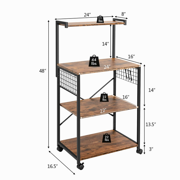 4-Tier Kitchen Bakerâ€™s Rack on Wheels