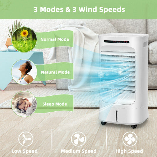 4-in-1 Portable Evaporative Air Cooler with Timer and 3 Modes-White