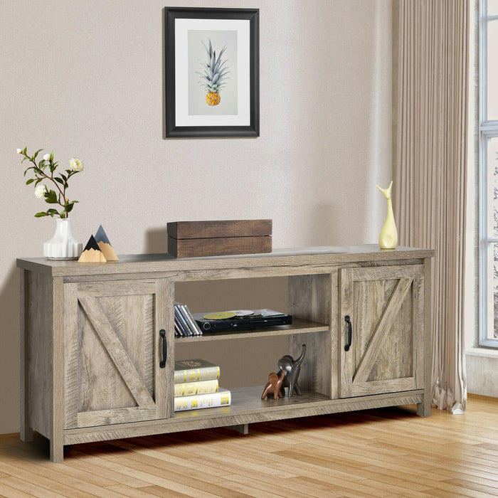 59 Inches TV Stand Media Console Center with Storage Cabinet-Natural