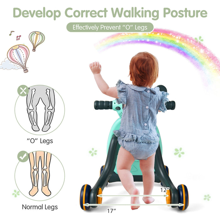 2-in-1 Baby Sit to Stand Learning Walker with Lights and Sounds-Green