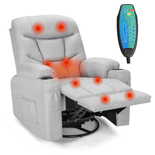 Massage Rocking Recliner Chair with Heat and Vibration-Gray