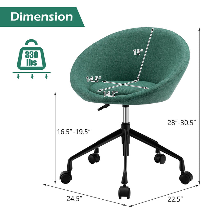 Adjustable Swivel Accent Chair Vanity Chair with Round Back-Green