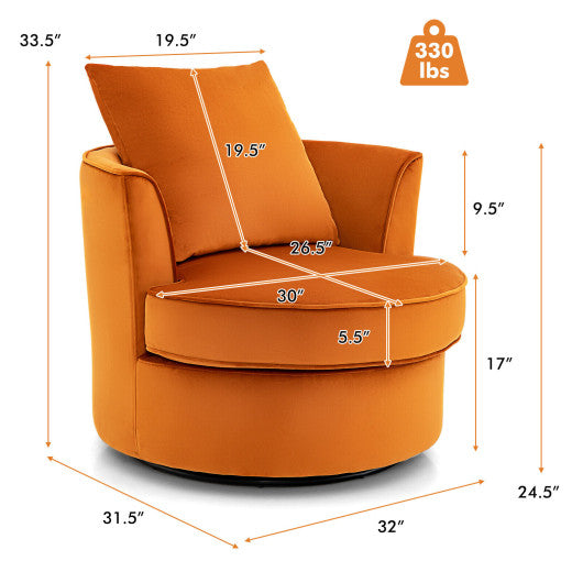 Modern 360Â° Swivel Barrel Chair with No Assembly Needed-Orange