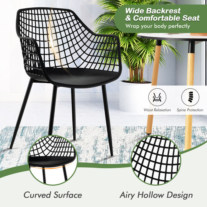 Set of 4 Heavy Duty Modern Dining Chair with Airy Hollow Backrest-Black