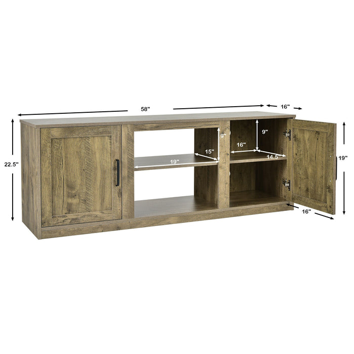 58 Inch TV Stand with 1500W Faux Fireplace for TVs up to 65 Inch-Natural